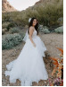 Illusion Neck Tulle Ruffled Chic Wedding Dress